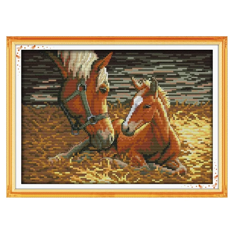Вышивка крестом из ткани глубокая любовь матери и ребенка (2) 11CT 14CT|counted cross stitch|counted