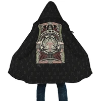 viking style cloak 3d all over printed hoodie cloak for men women winter fleece wind breaker warm hood cloak