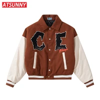 atsunny skull embroidery hip hop cotton jackt streetwear pu leather american fashion jackt men autumn and winter clothes