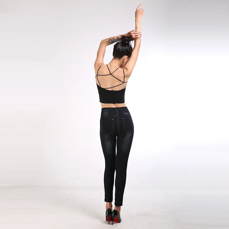 Весенние и осенние новые модные женские леггинсы с имитацией джинсов