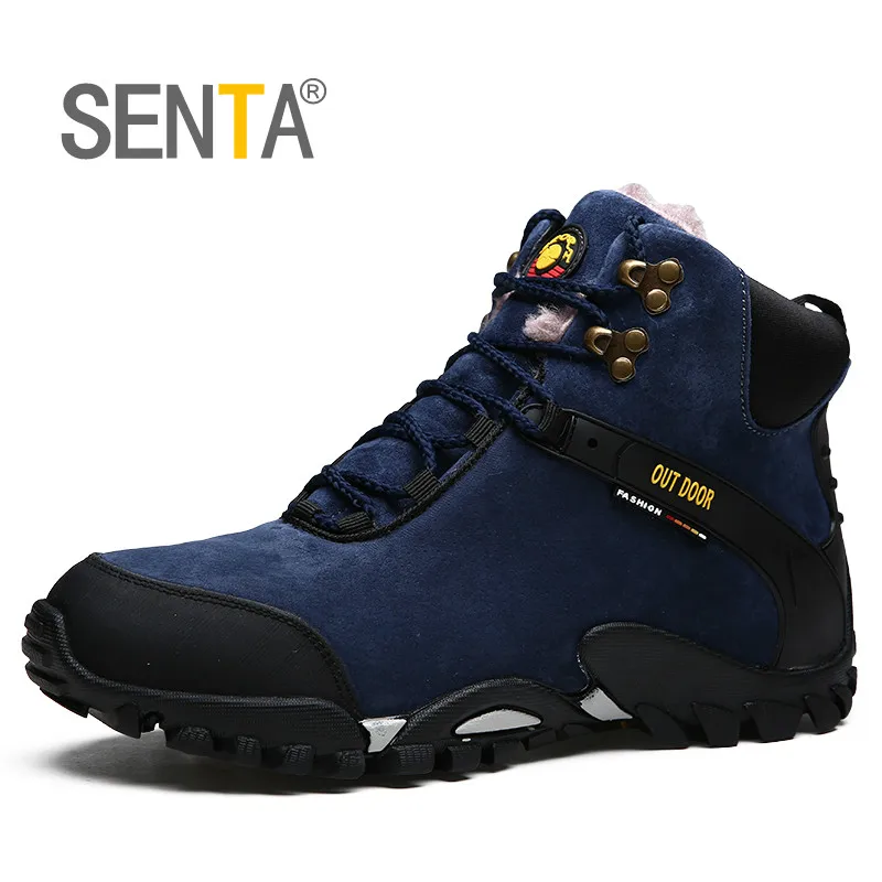 SENTA New Winter Men Hiking Shoes Waterproof Climbing Boots Outdoor Sport Shoes Anti Slip Trekking Hunting Shoes Trainers Rubber
