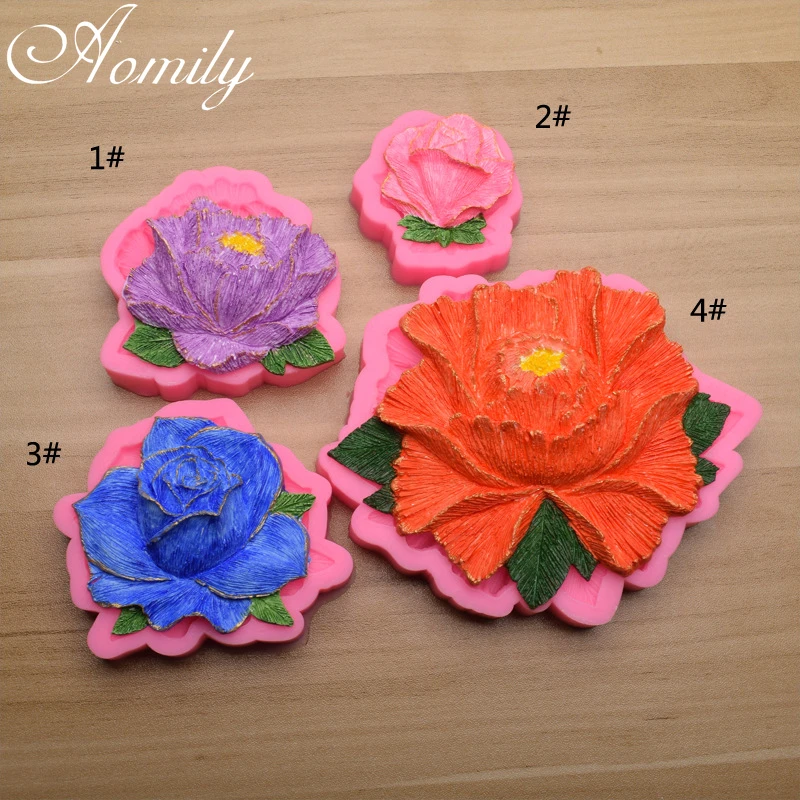 

Aomily пустыни цветок пиона Силиконовые формы торта Fondant (сахарная) шоколадная форма печенье конфеты для приготовления желе и выпечки инструме...