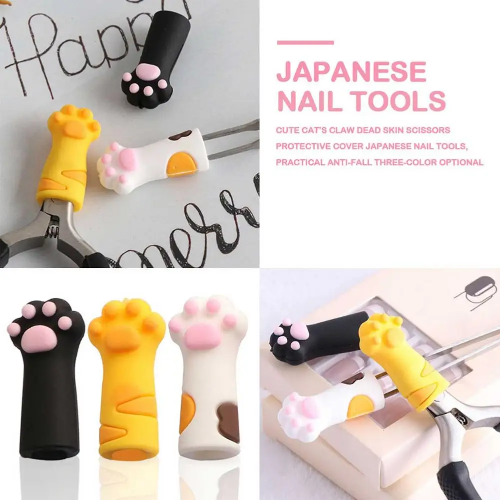 

3Pcs/set Cat Paw Protective Cover For Cuticle Nail Nipper Clipper Claw Anti-fall Cover Nails Art Tweezer Dead Skin Scissors Case