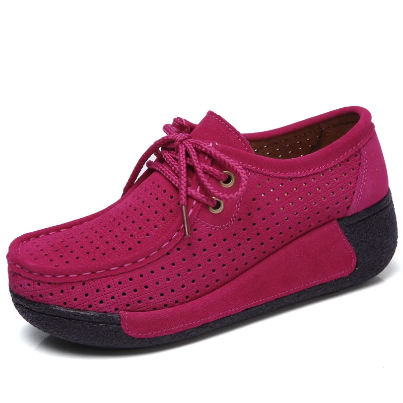 Туфли BeckyWalk женские из натуральной кожи Мокасины кроссовки на платформе вырезы