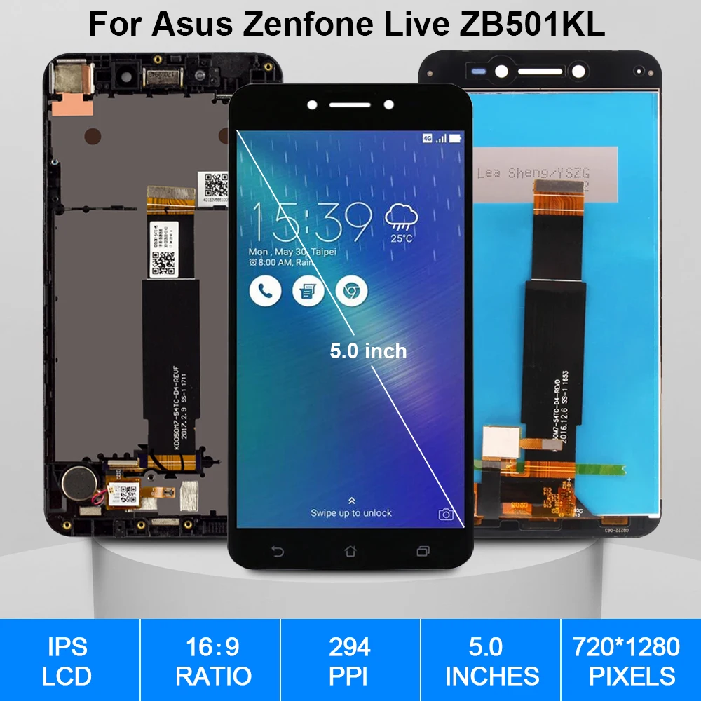 Pantalla t&aacute;ctil Original para Asus Zenfone Live ZB501KL, digitalizador de pantalla LCD, pieza de repuesto A007-1