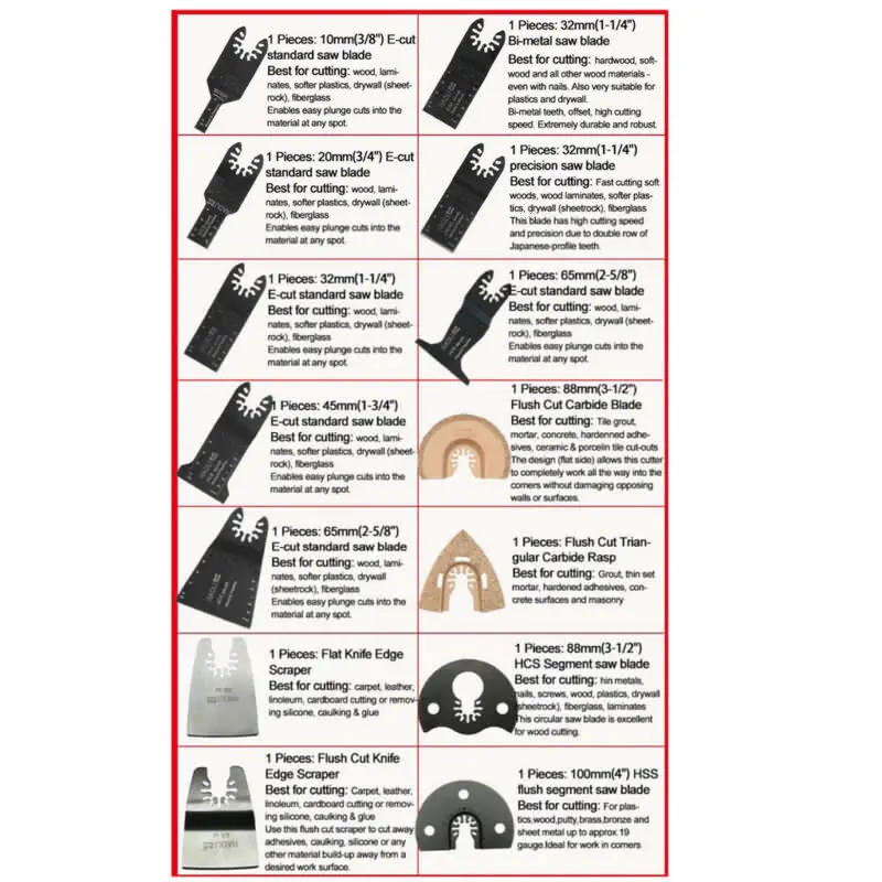 

Woodworking Oscillating Saw Blade Plastic Soft metal Workshop Supplies