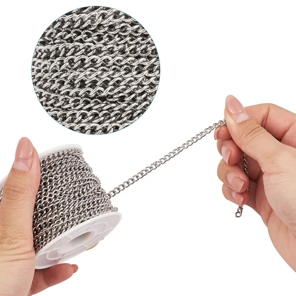about 10m/roll 304 Stainless Steel Unwelded Curb Chains 5x3.5x1mm for bracelet necklace jewelry DIY making accessories | Украшения и