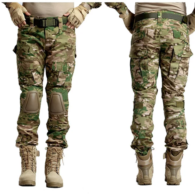 

Multicam Camouflage Militar Tactical Pants Army Military Uniform Trouser Frog Paintball Combat Cargo Pants include Knee pads