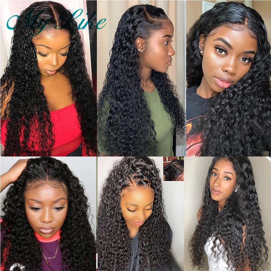

My Like 4x4 Closure Wig Curly Human Hair Wigs for Black Women Brazily Non-remy Hair Lace Closure Wigs 180% Density Lace Wigs