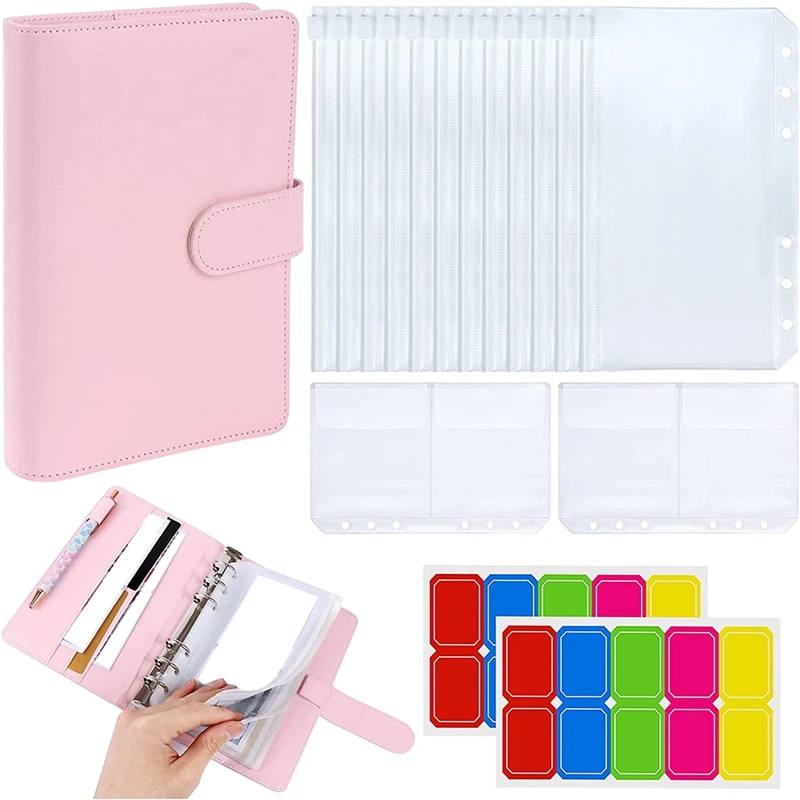 

A6 PU Leather Budget Organizer Binder Sets, They Are Great for Storage Cash, Coins, Checks, Receipts