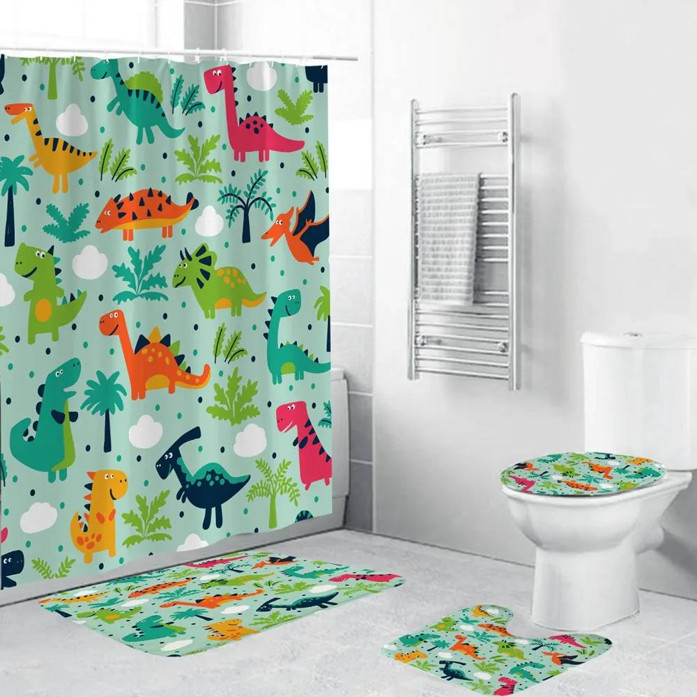 Dafield Ванная комната Шторы комплект смешной декор (динозавр/Единорог) С