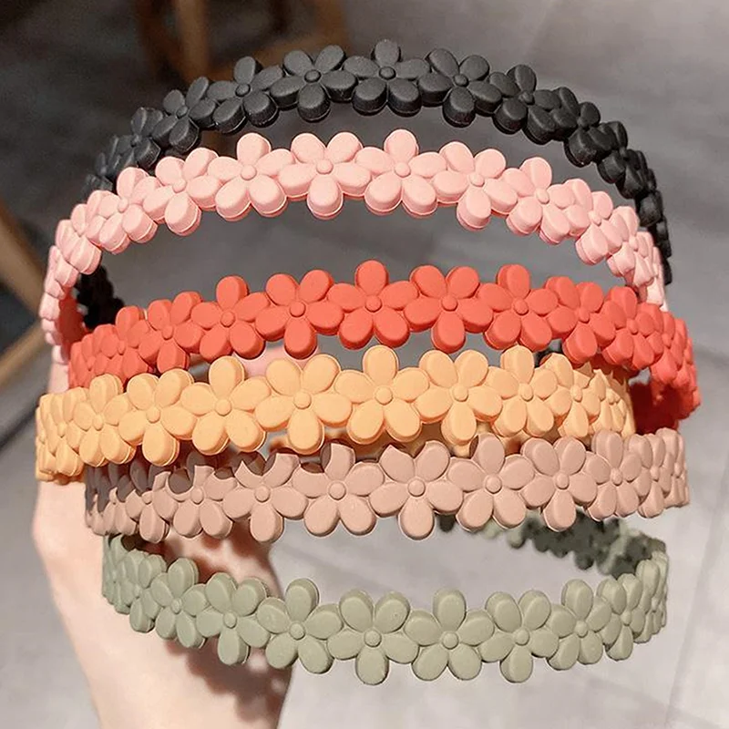 

Korean Style Sweet Full Flower Shaped Acrylic Plastic Headband Women Girls Sweet Women's Color Hair Band Simple Hairpin