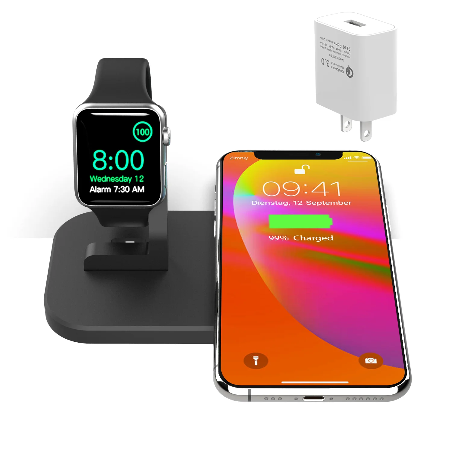 

2Pcs/Lot Wireless Charger 10W 2 In 1 Fast Charging For iPhone 11 XR/Xs/8/8plus Apple Watch Series 5/4/3/2/1 Foldable Airpods Pro
