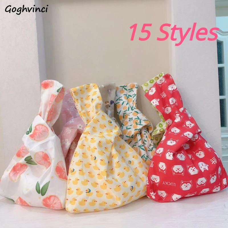 

Clutches Women Cotton Phone Keys Bags Japanese Style Print Kawaii Purse Folding Portable Handbags Travel Shopper Cloth Bag Chic