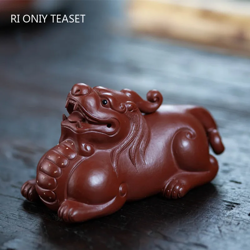 

Lucky Animal Statue Ornaments Chinese Yixing Purple Clay Tea Pet Authentic Dahongpao Sculpture Craft Handmade Tea Set Decoration