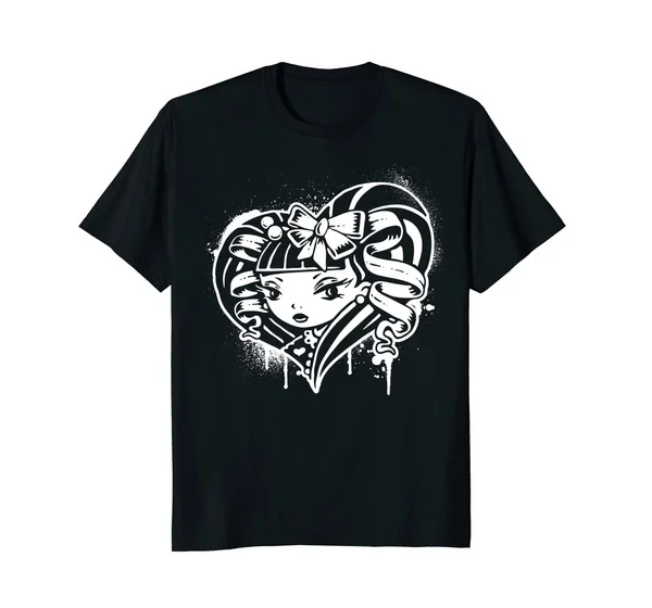 

Cute Heart Shaped Goth Punk Rock Girl Short Sleeve T-Shirt