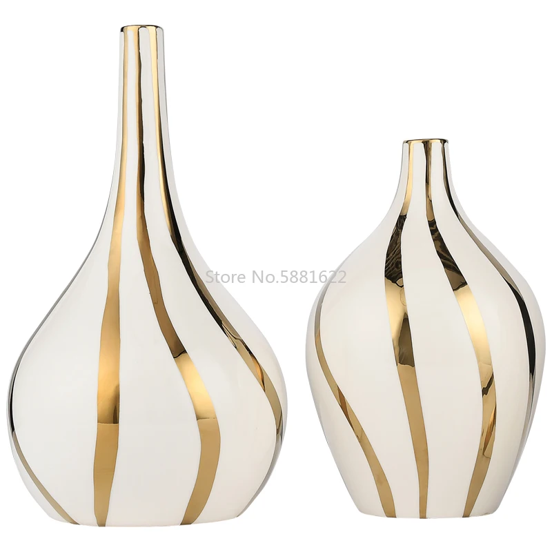 

Nordic High Quality Gold Rim Ceramic Vase Decoration Tabletop Big Vases Handmade Vase Flower Vases for Home Decoration