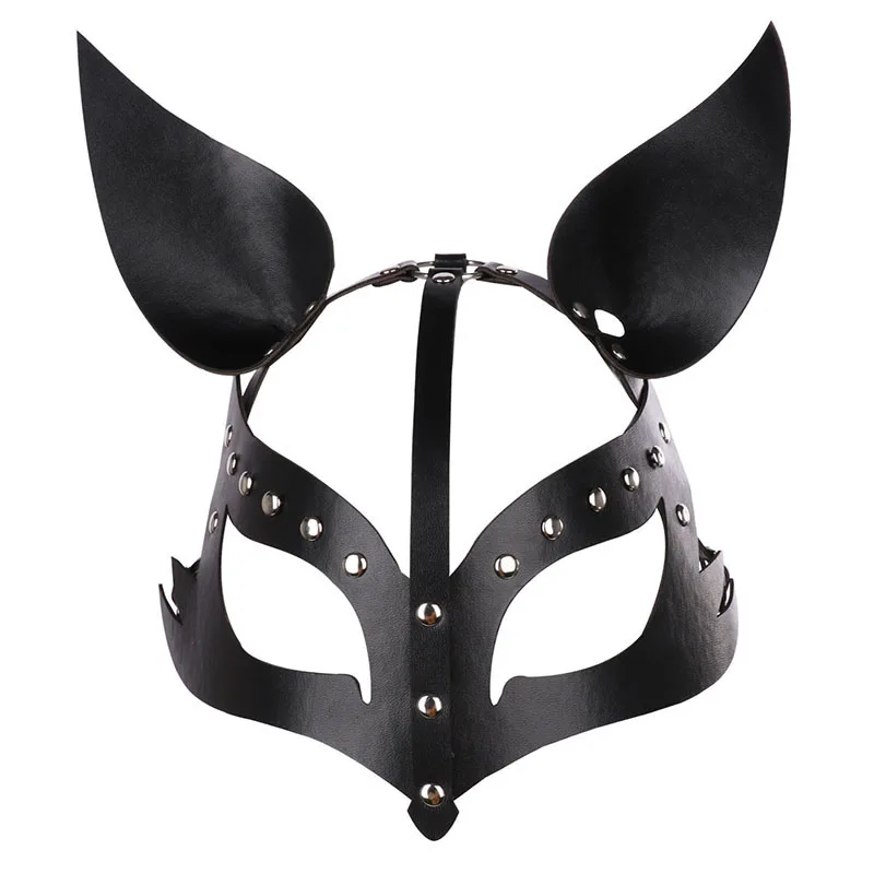

Roleparty Woman Leather Fox Mask Costume Sexy Animal Half Face Mask Cosplay Halloween Party Women Ladies