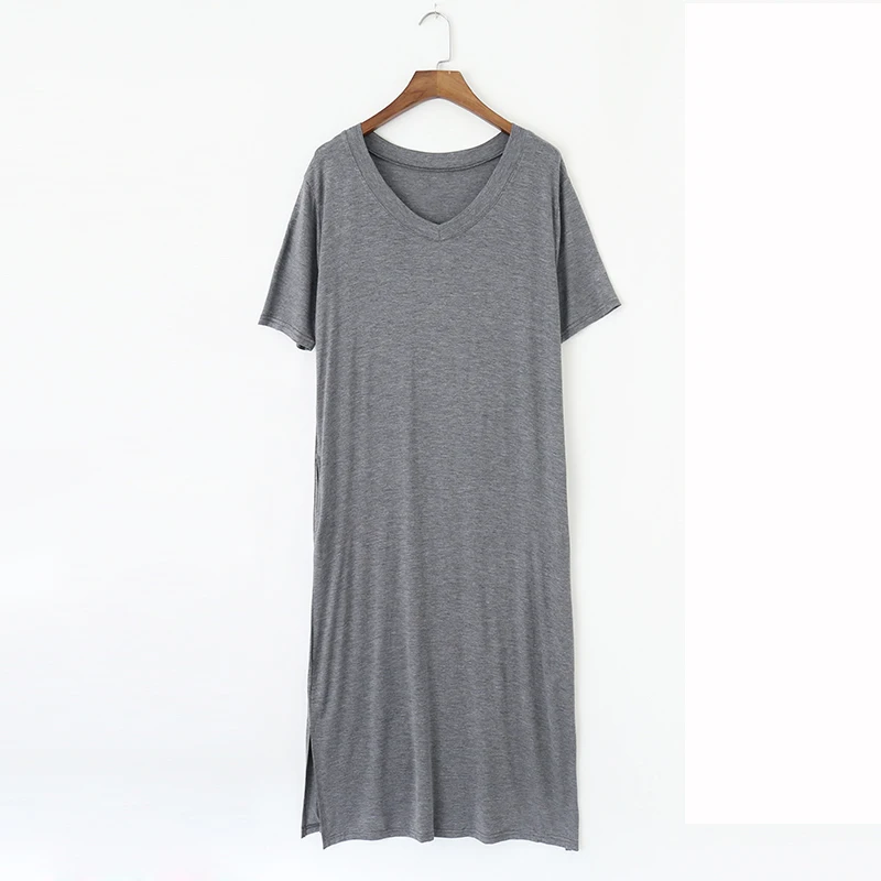 Новая повседневная Базовая ночная рубашка из модала для полных мм Домашняя