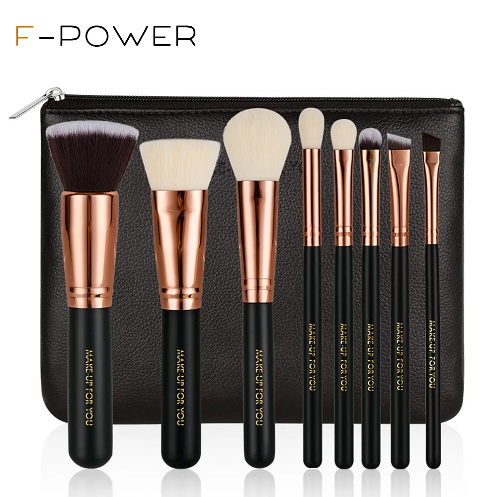 

8 Pieces Makeup Brush Set Professional Premium Synthetic Kabuki Foundation Blending Blush Cosmetics Brushes Kit With Bag