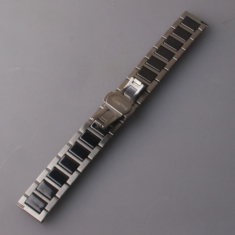 

Compatible for Samsung Galaxy Watch 46mm Classic S3 S4 Ceramics metal Band strap 22mm Stainless Steel solid Link Strap Rosegold