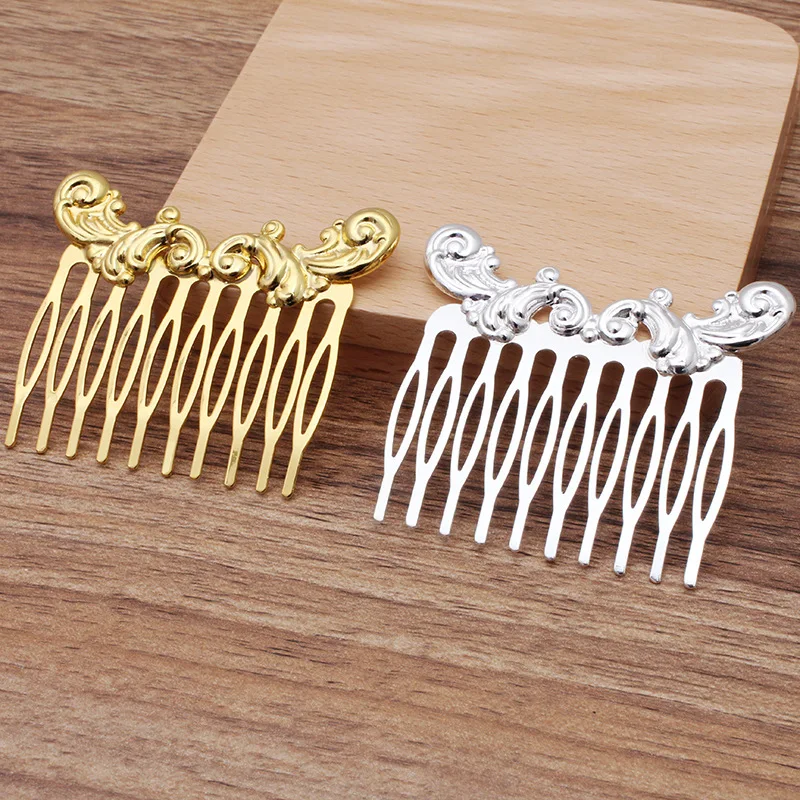 10 Зубцов винтажный Бронзовый лист расческа для волос женский цветочный мотив