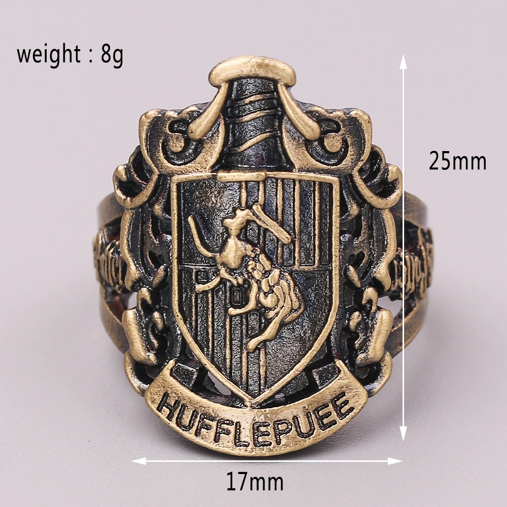 Hufflepuff Панк мужские готические Хогвартс школьные кольца-значки Дары смерти Золотой снитч, кольцо, винтажное мужское перстень ювелирные изделия - Цвет основного камня: Hufflepuff