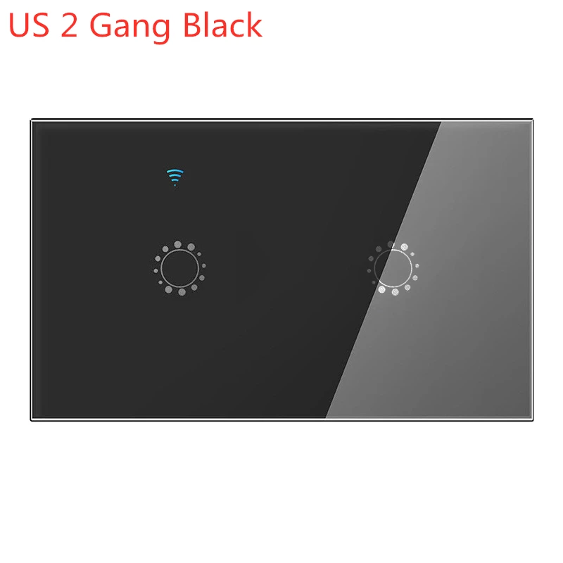US 2 Gang Black 1/2 банды Wi-Fi сенсорный выключатель света Умный Свет Панель управления настенный прерыватель США/ЕС/Великобритания стандартная работа с Alexa Google Home - Комплект: US 2 Gang Black