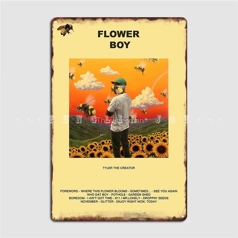 

Цветочный мальчик, металлический плакат на стену, пещера, клуб, бар, на заказ, роспись, оловянный плакат