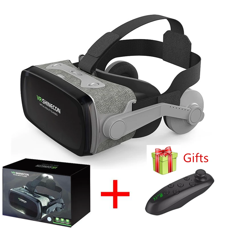 Хит! Shinecon Casque 9,0 VR Очки виртуальной реальности 3D очки Google Cardboard VR гарнитура коробка для 4,0-6,3 дюймового смартфона - Цвет: With ControllerA