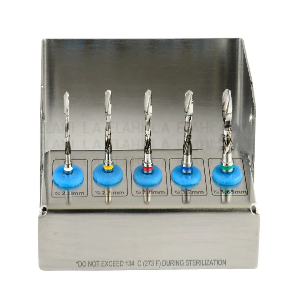 

Price Dental Implant Smart Drills Kit External Irrigation set 5pcs Smaller Diameter Drills FREE Organizer 2021