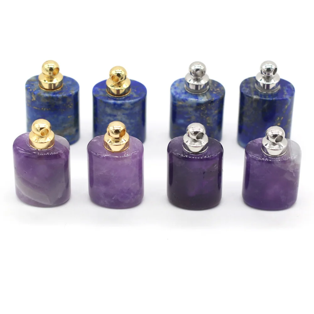 

Fine Natural Stone Perfume Bottle Pendants Reiki Heal Lapis lazuli Vial for Fashion Jewelry Making DIY Necklace Crafts