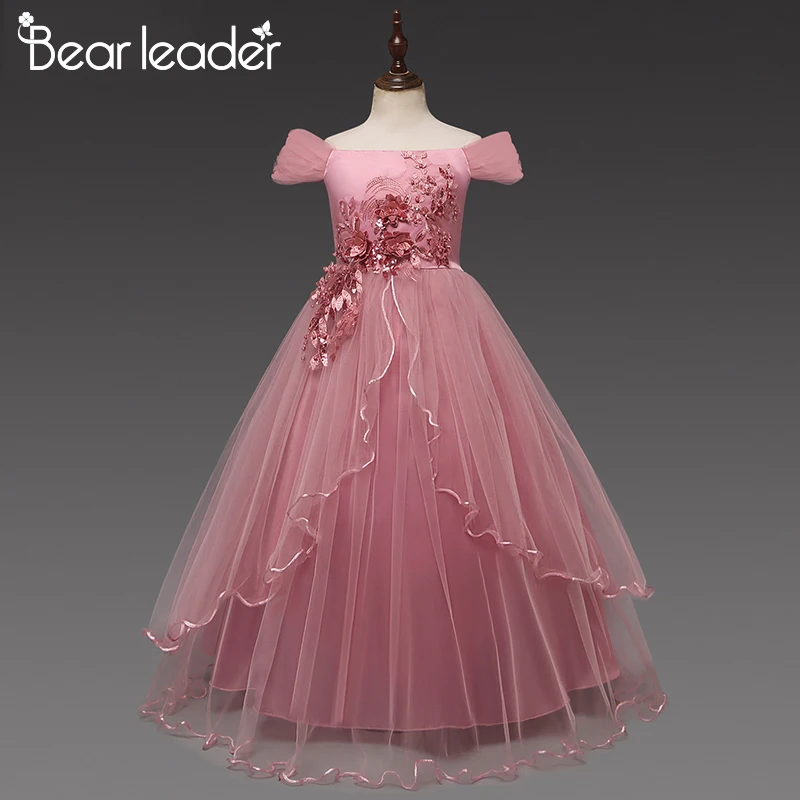 Bear leader/платья для девочек; Новое модное элегантное платье принцессы; праздничный костюм без рукавов с рюшами; нарядная детская одежда; vestido