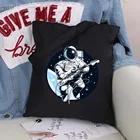 Сумка холщовая Женская, с рисунком астронавта, из хлопчатобумажной ткани, сумка для книг