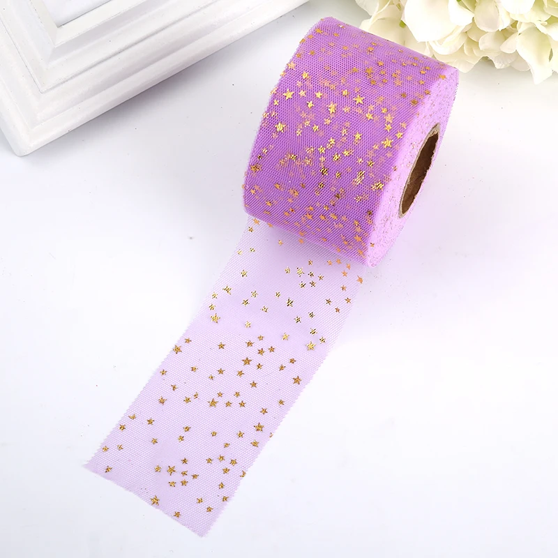 6 см* 45 м Золотая Звезда тюль рулон ткань DIY для маленьких девочек День Рождения Юбка-пачка вечерние DIY ремесло романтическое свадебное украшение стола - Цвет: Lavender