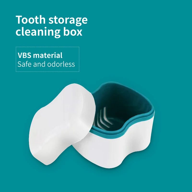 Denture Holder Molar Sleeve with Filter European Style Tooth Storage Cleaning Box Export Quality