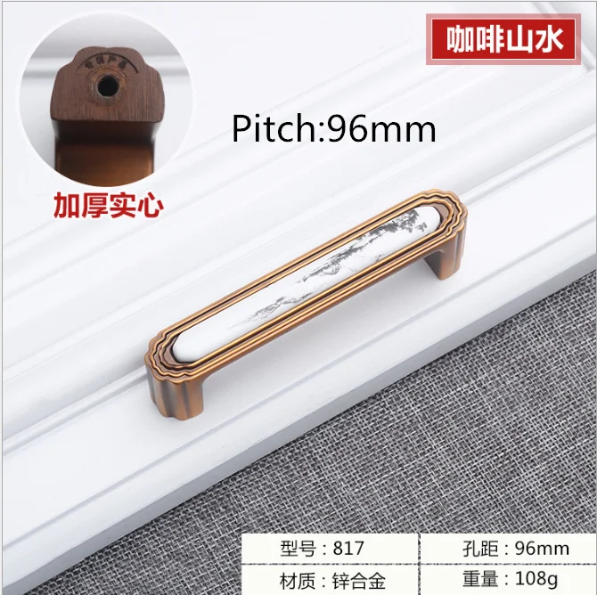 96mm 3,75 ''5'' деревенские кухонные ручки рукоятки в античном стиле бронзовые керамические цветочные нажимные дверные ручки шкафа тянет ручка комода Аппаратные средства - Цвет: 96mm