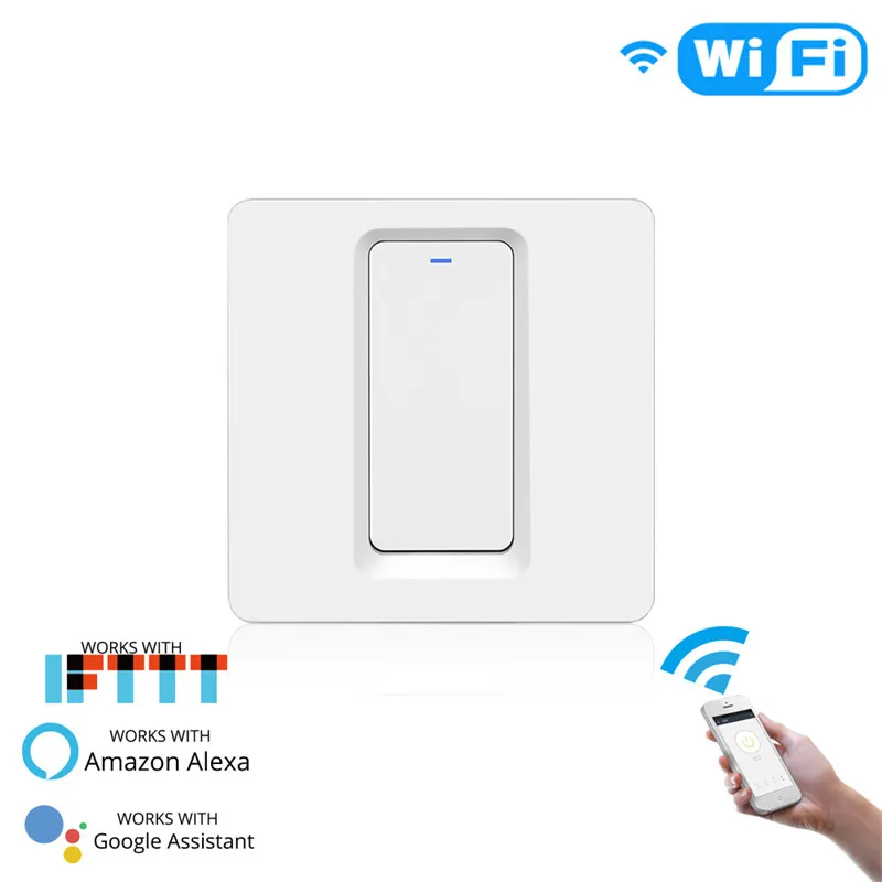 1 Gang WiFi умный светильник, кнопочный переключатель Smart Life/Tuya APP, пульт дистанционного управления, работает с Alexa Google Home для голосового управления - Цвет: 1 Gang