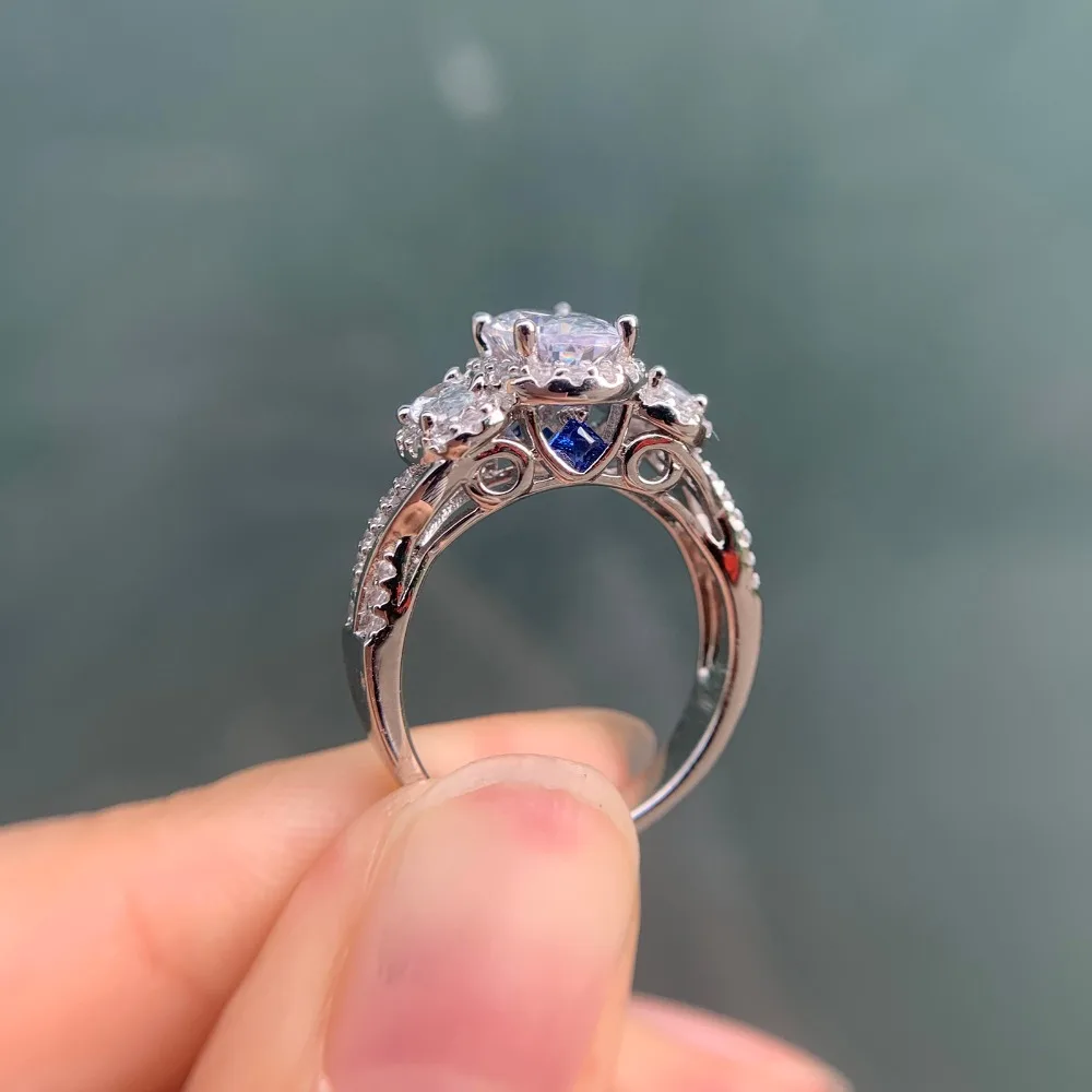 Wuziwen 3,5 Ct овальной формы AAA циркон кольца из стерлингового серебра 925 для женщин синий кристалл обручальное кольцо набор модный подарок для ювелирных изделий