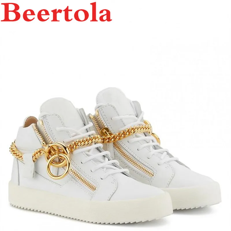 Кроссовки мужские на шнуровке люксовые дизайнерские кеды молнии с металлической