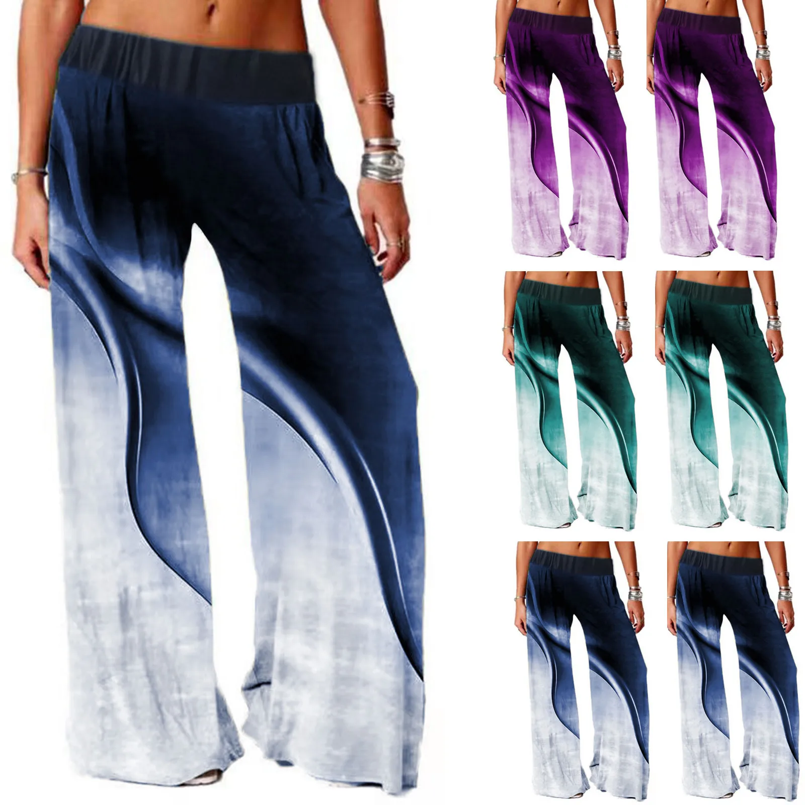 

Women's Comfy Print Pajama Pants Stretch Drawstring Palazzo Lounge Wide Leg Pant Drop Shipping 24 Hours Shipping