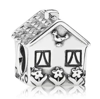 genuine 925 sterling silver charm vintage house shape home sweet home beads fit women pan bracelet necklace diy jewelry