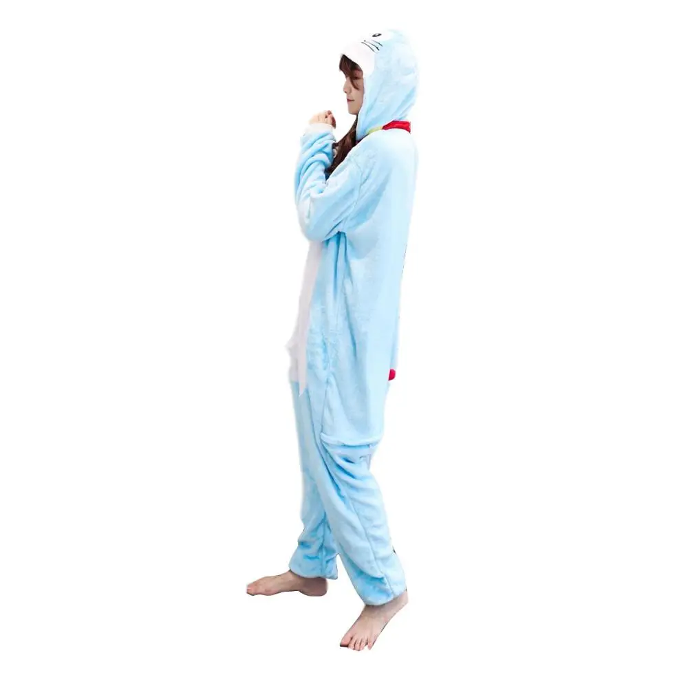 2019 Winter Women Kigurumi Onesie Doraemon Pajamas Sets Cute Flannel Animal Pajama Nightie Warm Hooded Sleepwear Costume | Женская