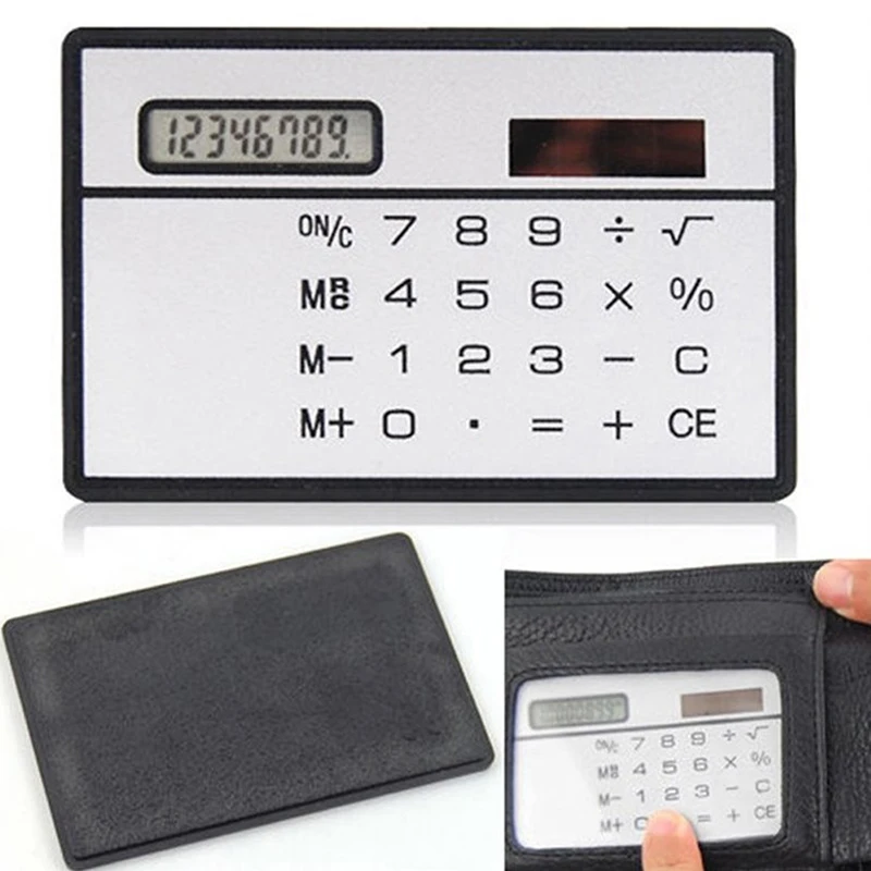 

1 PC Solar Powered Mini Card Calculator Novelty Small Slim Credit Card Solar Power Pocket Calculator Outdoor Travel Office