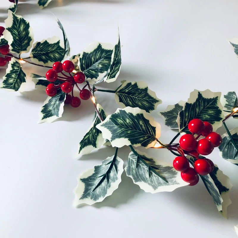Christmas Thanksgiving String Lights LED Garland Rattan Fruits Copper Wire Light String Festival Gift Garden Home Decorations