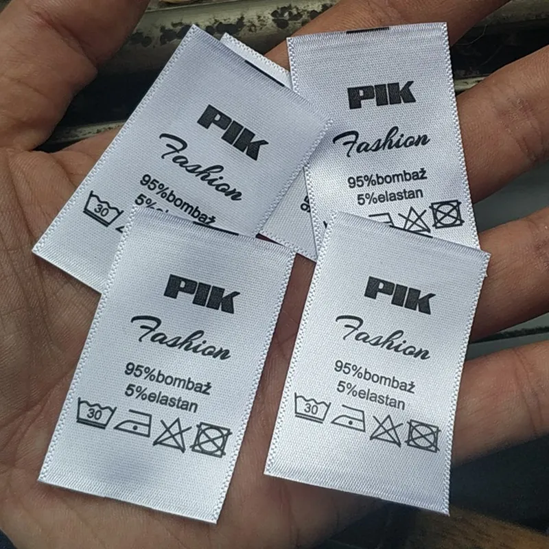 1000pcs 3 * 5 cm Custom 95%Cotton 5%Elastane soft white satin ribbon labels print clothing wash label | Дом и сад