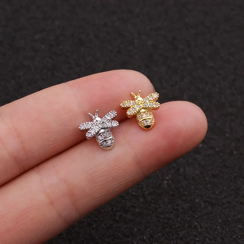 1 шт. CZ насекомое пчела Шпилька Сережка tragus шпилька штанги украшения для ушного