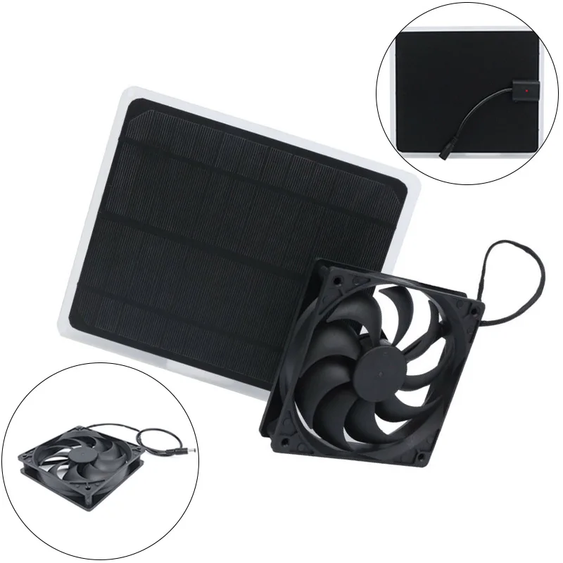 

Solar Panel Powered Fan Mini Ventilator 10W Solar Exhaust Fan for Dog Chicken House Greenhouse RV