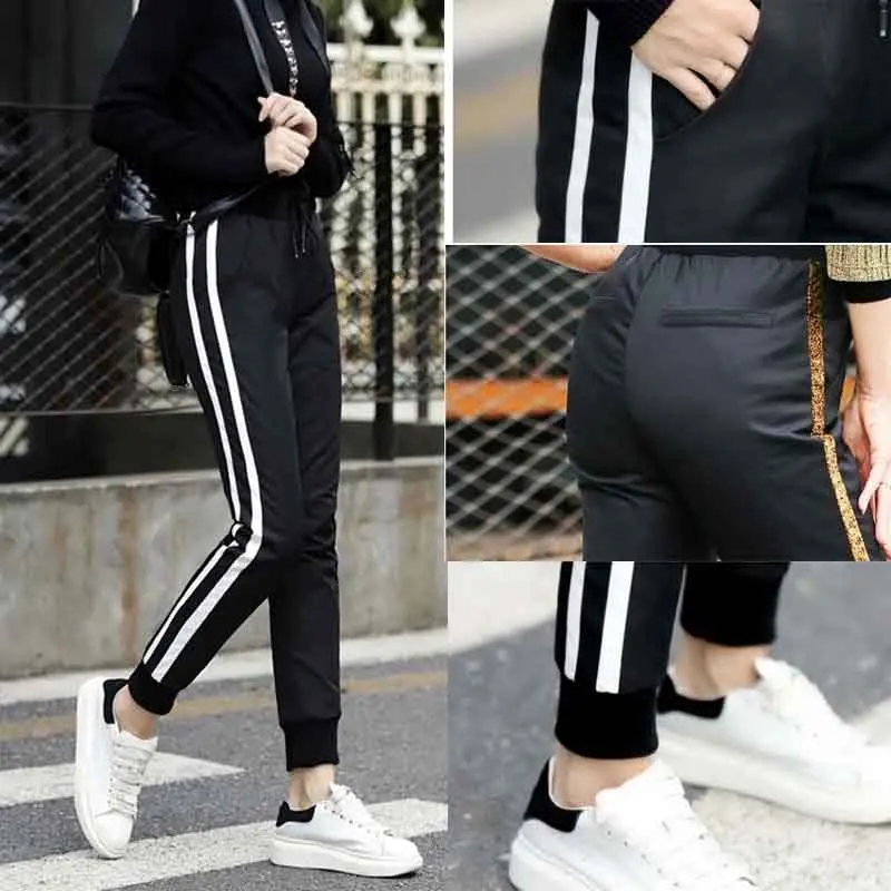 Повседневные теплые хлопковые брюки с эластичной резинкой на талии женские