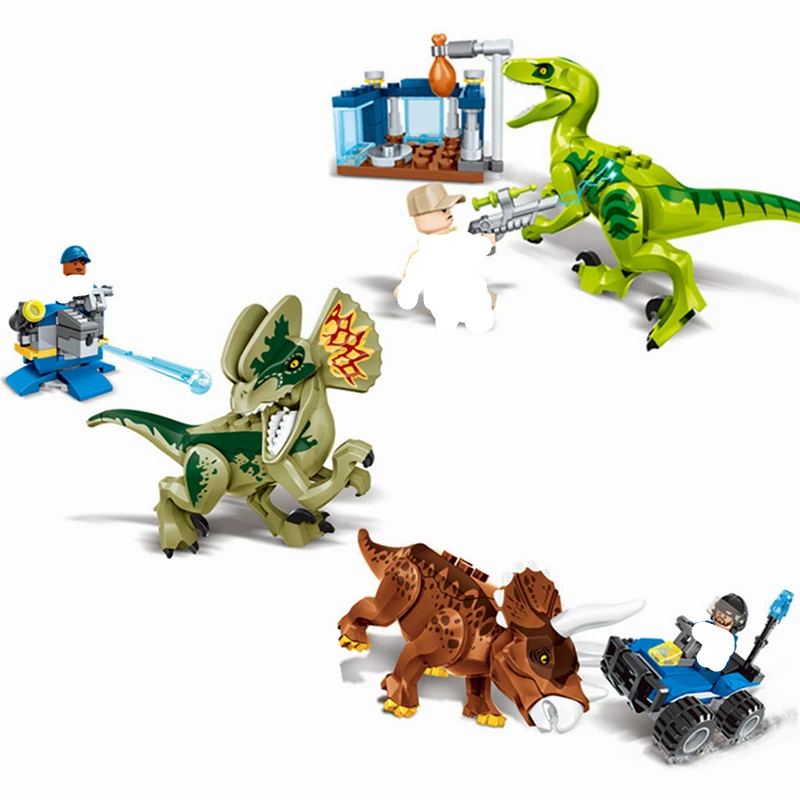 Парк и мир Юрского периода Динозавр Велоцираптор Трицератопс Dllophsaurus